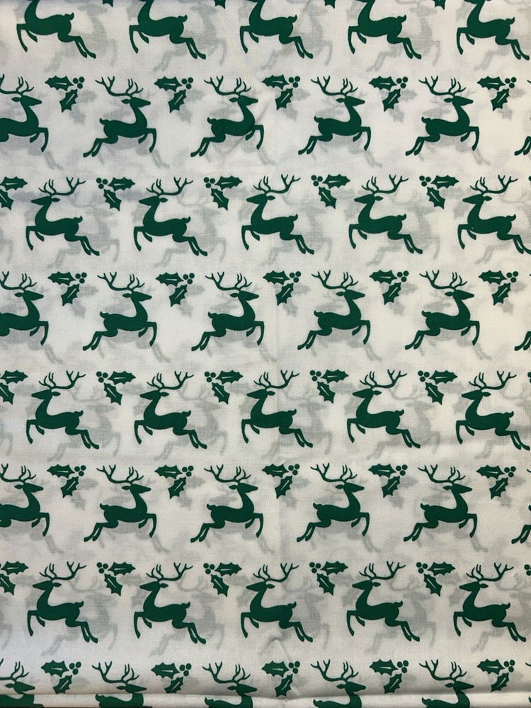 2 Yards Green Reindeer On White Cotton Quilting Fabric Joann Christmas Deer