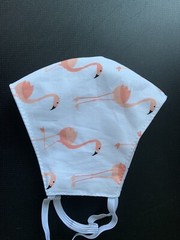 Face Mask Triple Layer Handmade Washable Cloth Flamingos Palm Pink White