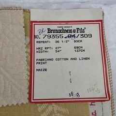 Brunschwig & fils Fabriano Print Cotton Linen Remnant Maize Fabric Panel Sample