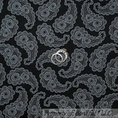 BonEful Fabric FQ Cotton Quilt Black Gray B&W Paisley Lace Flower Shabby Chic NR