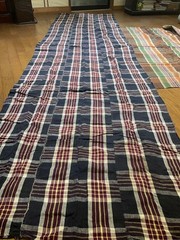 Futon Cover Grid Pattern Old Fabric Check Orange Brown Green Vintage