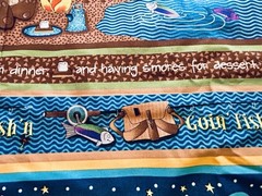 Goin’ Fishing Cotton Fabric Bear Camping 3 1/3 Yards By Possibilities For Avlyn