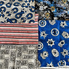 LOT of 5 Fabric Police Officer Crime K9 Quilting Craft up to 1/2 Yd (7 pieces)