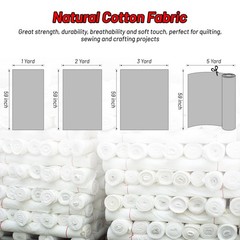 White Muslin 100% Cotton Fabric for Sewing, Quilting, Apparel – 59″ Wide Poplin
