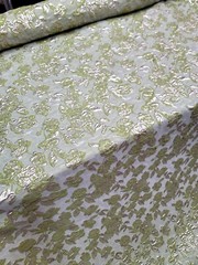 LIME GREEN GOLD Floral Metallic Brocade Fabric Sold By The Yard FOR DRESS