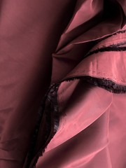 VTG Jacobean Faux Silk Taffeta Solid Fabric Iridescent Wine Red 11.4Yds LOT