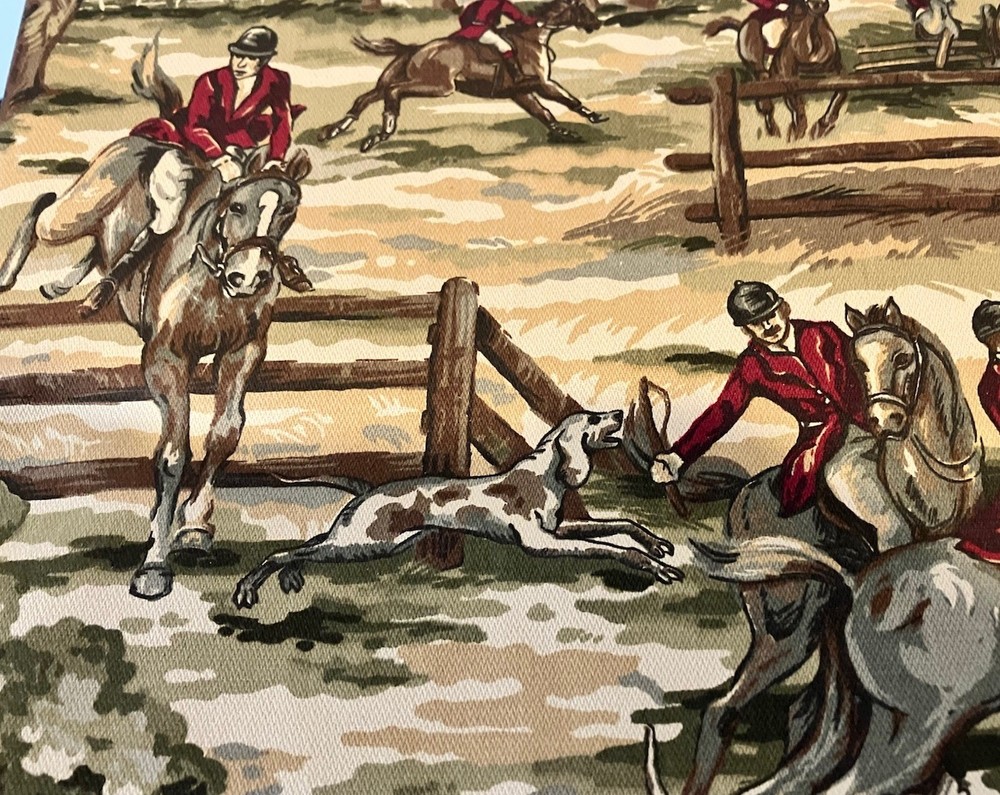 Ralph Lauren New Leighton Hunt Equestrian Fabric, BTY, Olive, Fox Hunt