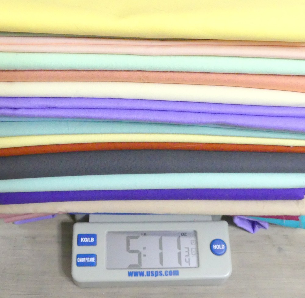 Multiple Color Solid Color Cotton Fabric – 5 lbs 12 oz Bundle