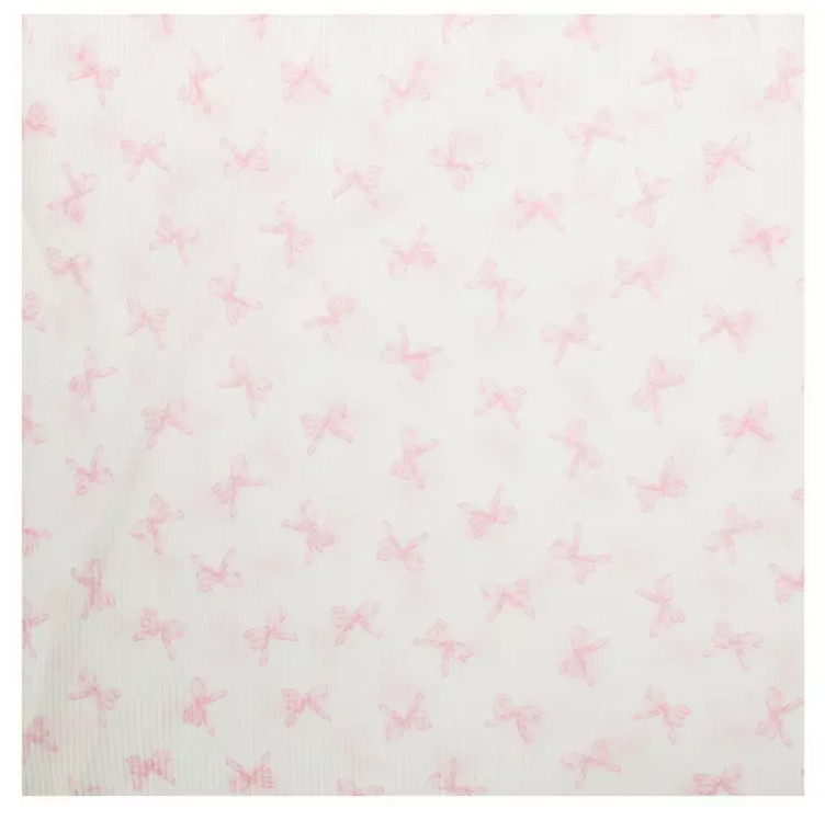 Pink Bows Ribbed Knit Fabric – Soft Stretchy Ribbed Apparel Fabric BTY