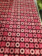 XO Pink Black Love Heart Valentine 100% Cotton Springs Creative FABRIC