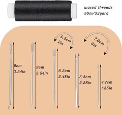 Ftyiwu Waxed Thread, Upholstery Needle and Thread 32 32Yard, Original Black