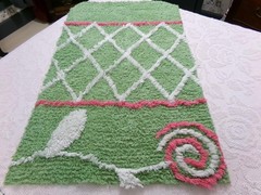 Pink Lollipop Vtg Style Chenille Bedspread Fabric, terrytuft apple green 17″x28″