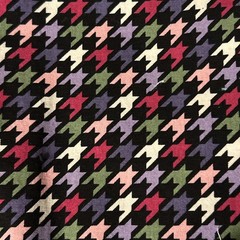 David Textiles Fabric Geometric Black Pink Purple Green Remnant Houndstooth 3 Yd