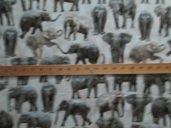 ELEPHANT REALISTIC ELEPHANTS CREAM COTTON FABRIC FQ