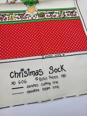Vintage 1981 Teddy Bear stocking fabric patch press Christmas Sock