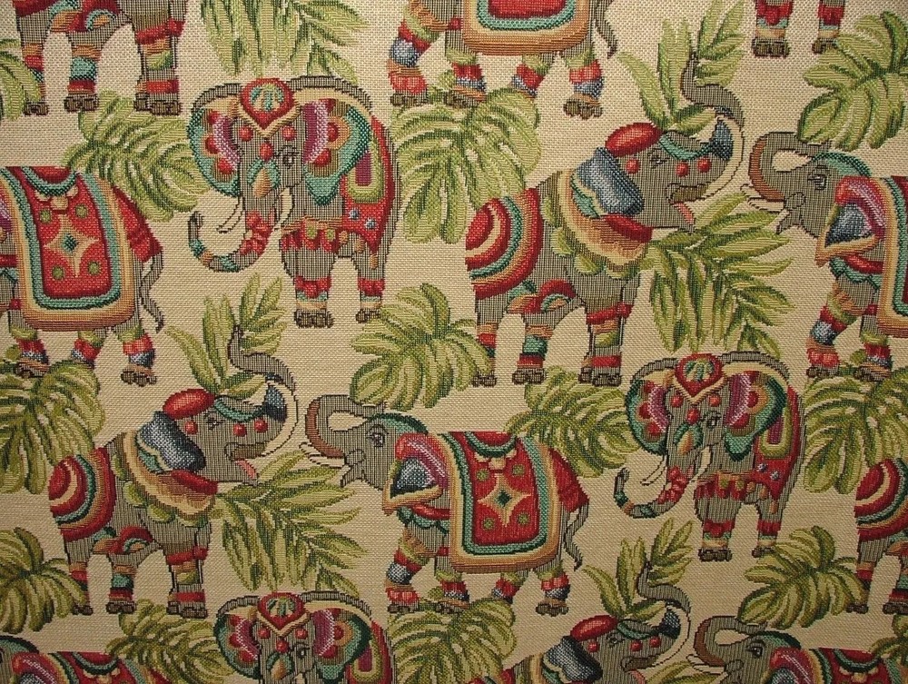 Elephant Tapestry Upholstery Fabric Curtains Cushions Throws Craft Footstool Use