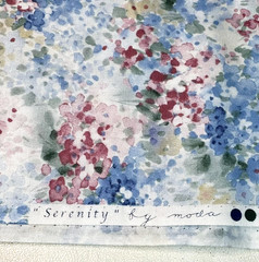 Vintage Floral Cotton Fabric “Serenity” MODA Watercolor Pastel 1 7/8 Yards