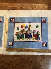 VIP Cranston ABCD ZOO TRAIN Fabric Pillow Panel 100% Cotton USA 16 x 13 Wall Art
