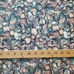 REALISTIC STONES ROCKS GRAY BLACK BLUE MORE ROCK STONE COTTON FABRIC FQ