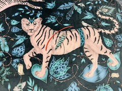Clarke & Clarke Whimsical Animal Velvet Fabric- Protea Velvet / Navy 1.75 yds