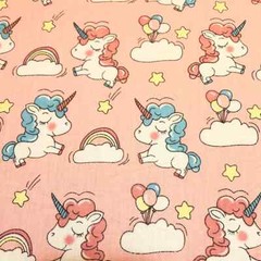 60” Width 100% Cotton Pink Blue Unicorn Fabric 1 Yard Piece Sewing Quilting
