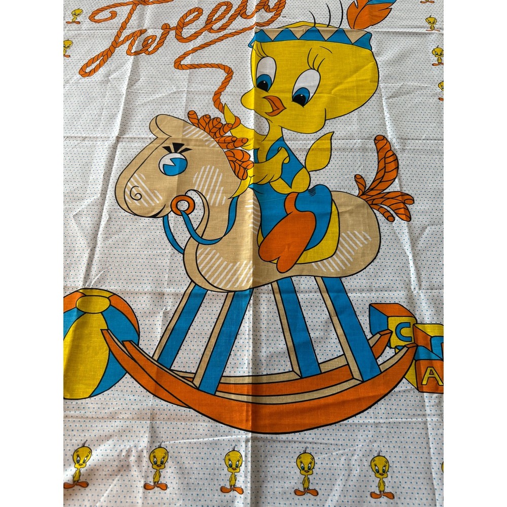 Vintage 1982 Tweety Bird Fabric Panel Princess Fabrics for Warner Bros