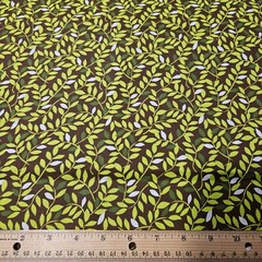 Green Leaves on Brown BTY Unbranded 100% Cotton Fabric