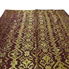Indonesian Songket Sarong 39×68 Gold Thread Metallic Brocade Maroon