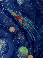 Space, Planets, Earth, Cotton Sparkly Fabric , 44″ wide, 4 yards