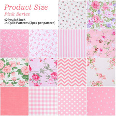 42 Pcs Pink Charm Packs for Quilting, 5X5 Inch Precut Cotton Quilting Fabric Squ