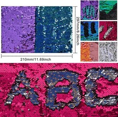 12pcs A4 Size One-Side Reversible Glitter Sequin Fabric, 6 Colors(silver)