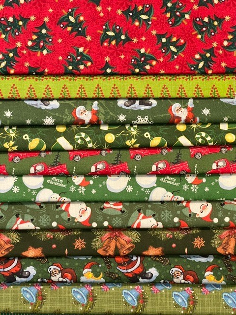 Quilting Fabric Lot – Christmas Holiday Winter, 10 Fat Quarters + 1 FREE!