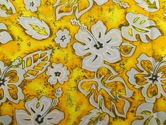 Cotton Fabric Grey Medium Floral on Yellow Orange 1yd x 56 quilt craft