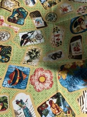 Tropical Travelogue Fabric Fat Quarter Junk Journal Cotton Quilt Wilmington F63