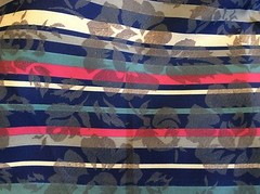 BURLINGTON PRINTS-LIGHTWEIGHT POLY STRIPE WITH BROCADE FLOWERS-64W-BY THE YARD