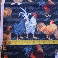 Chicken Coop Rooster Cotton Fabric 27″ X 44″ Fabric Traditions Chicken