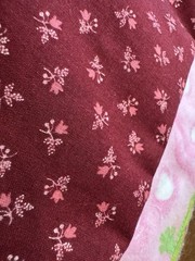 VTG Cranston Cotton Fabric Burgundy Wine Maroon Ditsy Pink Floral BTY Quilt Doll