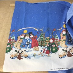 Christmas Holiday Fabric Cotton 44in W X 1-1/2yd Whimsical Snowman Panel Pattern