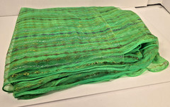 Vintage Green Metallic Lurex Sheer Fabric 7.5 Yds x 52” Iridescent