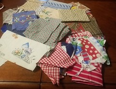 Quilting Fabric Scraps, Cotton, Some Feedsack, Assorted Quilting Fabric Lot