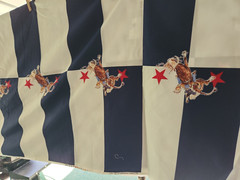 9 YARDS Uncut 100 Cotton Fabric Rodeo Blue/White Stripe Bull Riding quilt clothe
