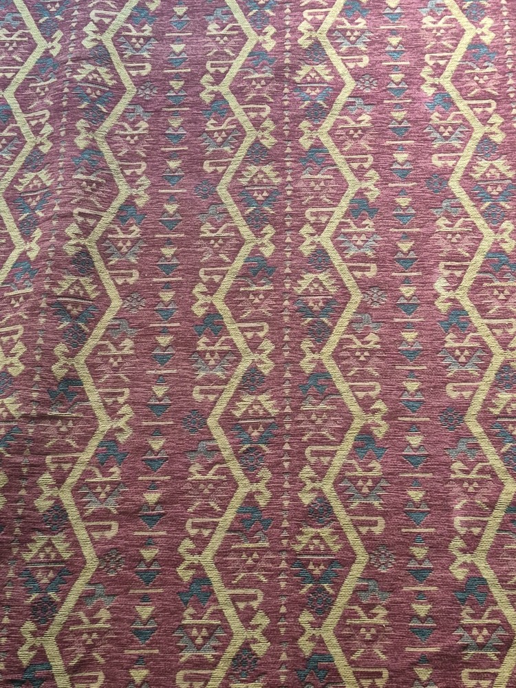 REVERSIBLE 2 Yds Southwestern Tribal Chenille Fabric – Kilim Aztec Jacquard