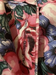 Cotton Chintz Fabric Large Pink Roses Blue Flowers on Black 1 Yard x 44″ Width