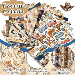 20 Precut 10”x10” Western Cowboy Fabric Squares – Ideal for Quilting Projects