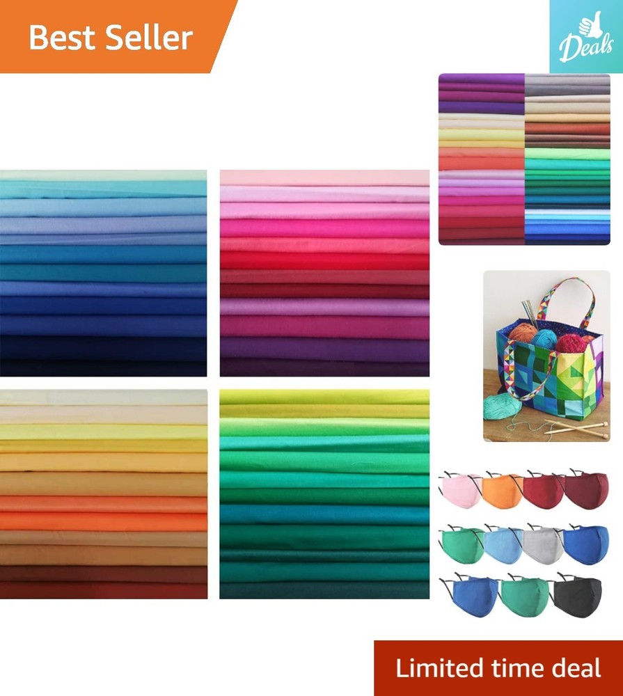 50 PCS 8″x8″ Precut Cotton Fabric Squares – Multi-Color Craft Fabric Bundle