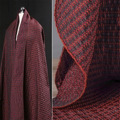 50*137cm Vintage 3D Red & Black Particle Woven Checkered Jacquard Fabric Design,