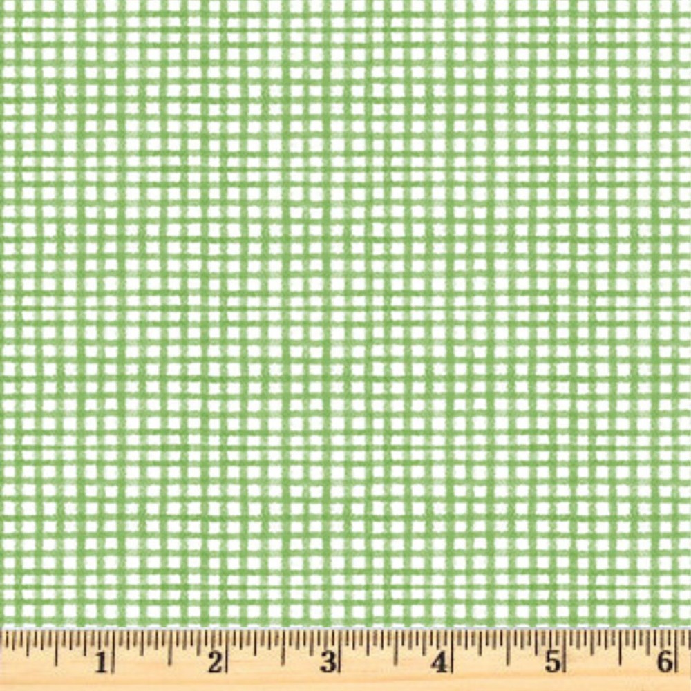 Frost & Fable Sketch Check Green 05801 GW Cotton Fabric by the half yd