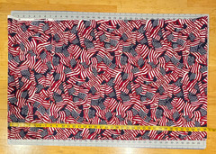 Patriotic American Flag Fabric Waving USA Flags Red White Blue 100% Cotton 4 YDS