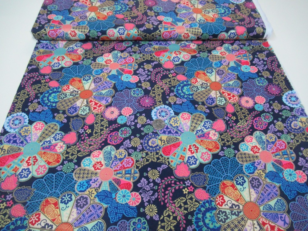 Michael Miller quilt-craft fabric GARDEN GRACE navy 2 yds (cm-12661) Kamakura