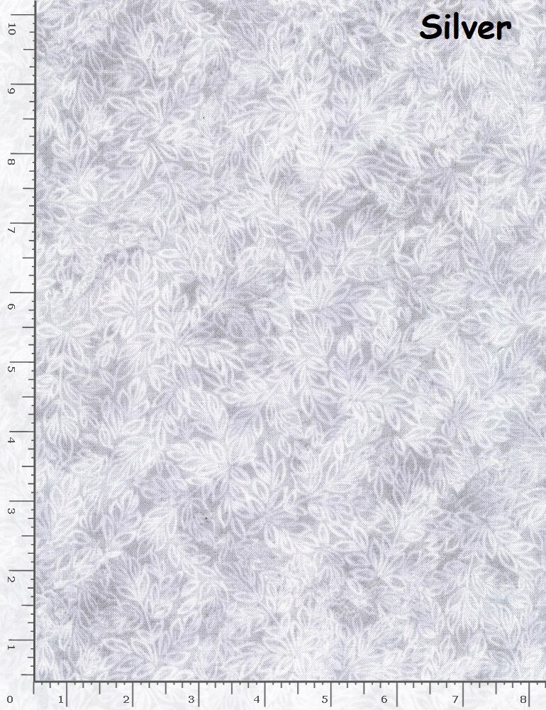 Meadow Mini Leaf Tonal Blender Cotton Quilt Fabric TT Fabric 8500 Silver grey